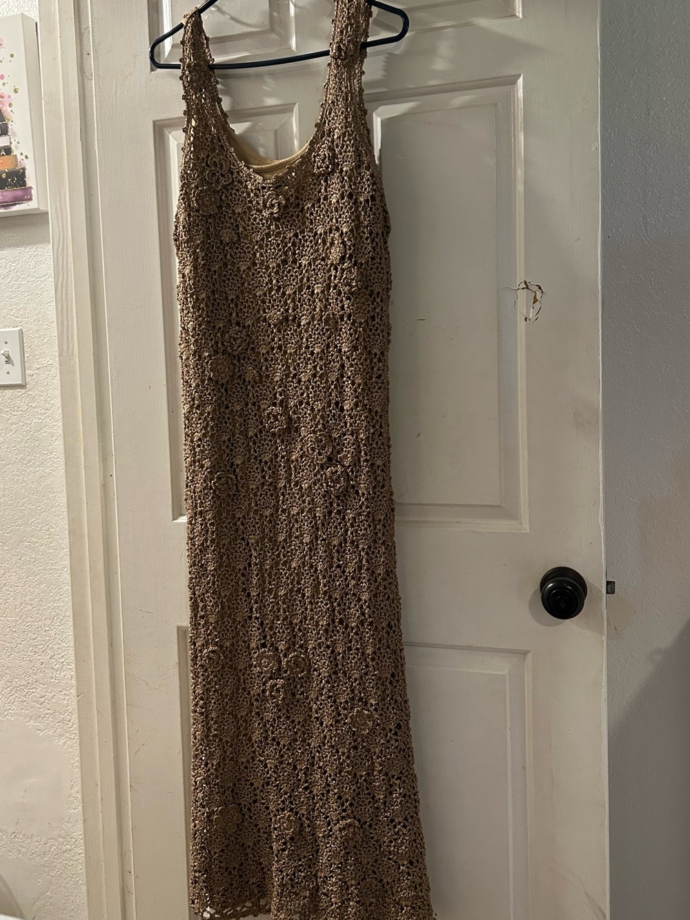 Zara Brown Crochet Sleeveless Maxi Dress - Picture 3 of 3